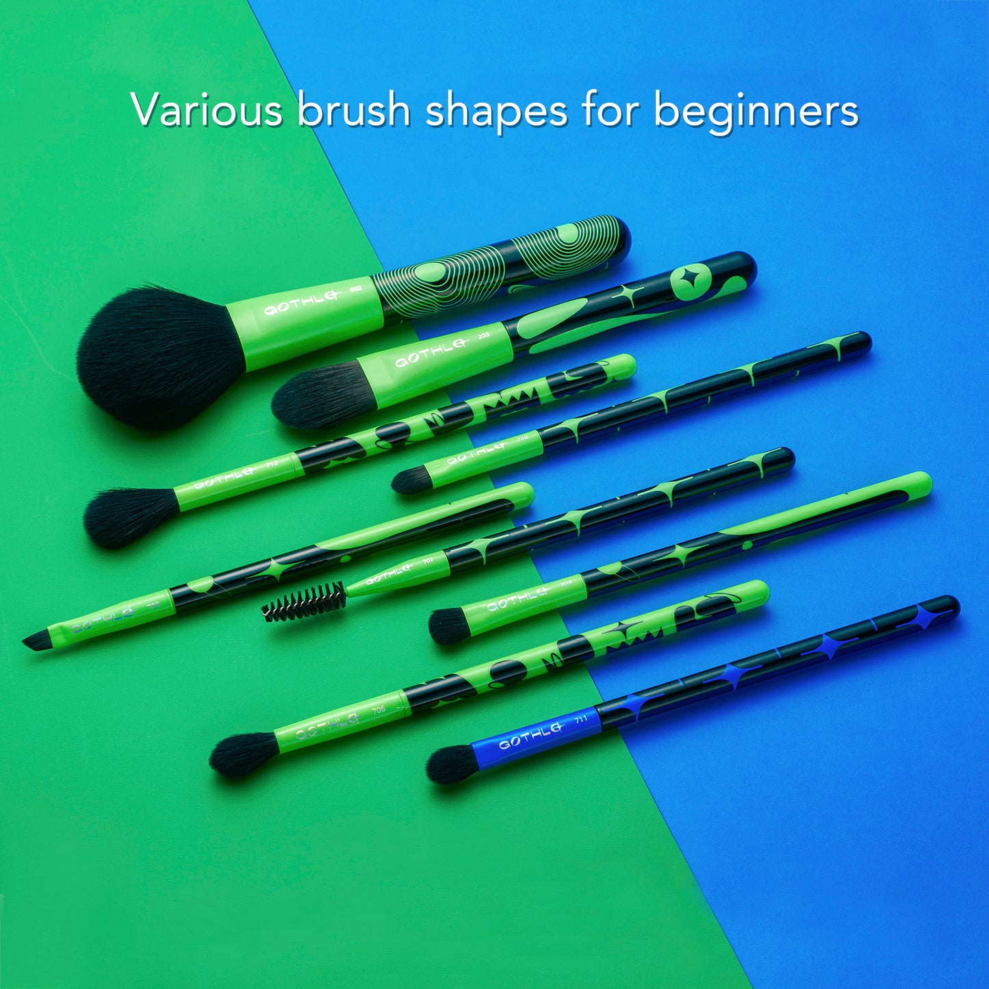 Gothlo™9PCS, Fluorescence Makeup Brush Set