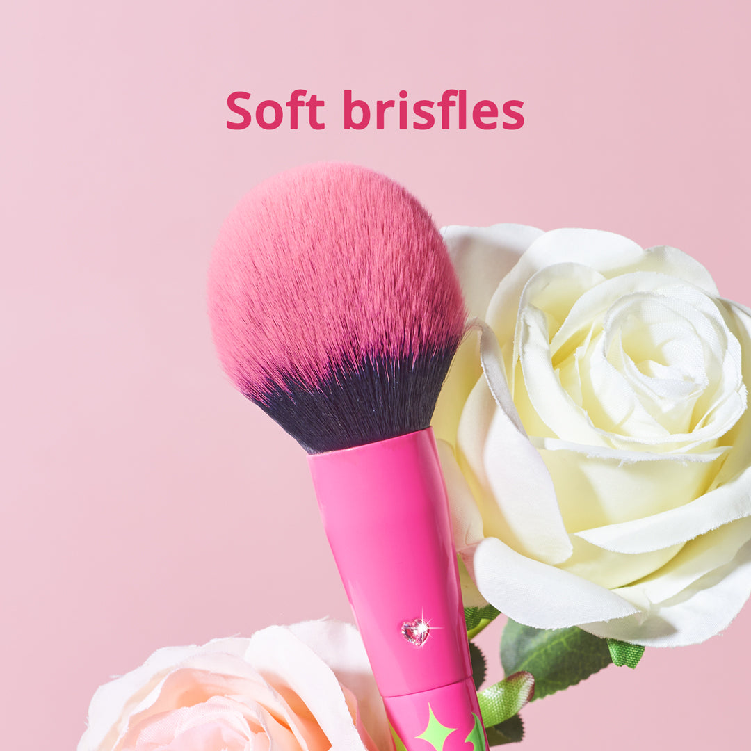 Pink Powder Blush Brush with Diamond & Dense Bristles for Makeup