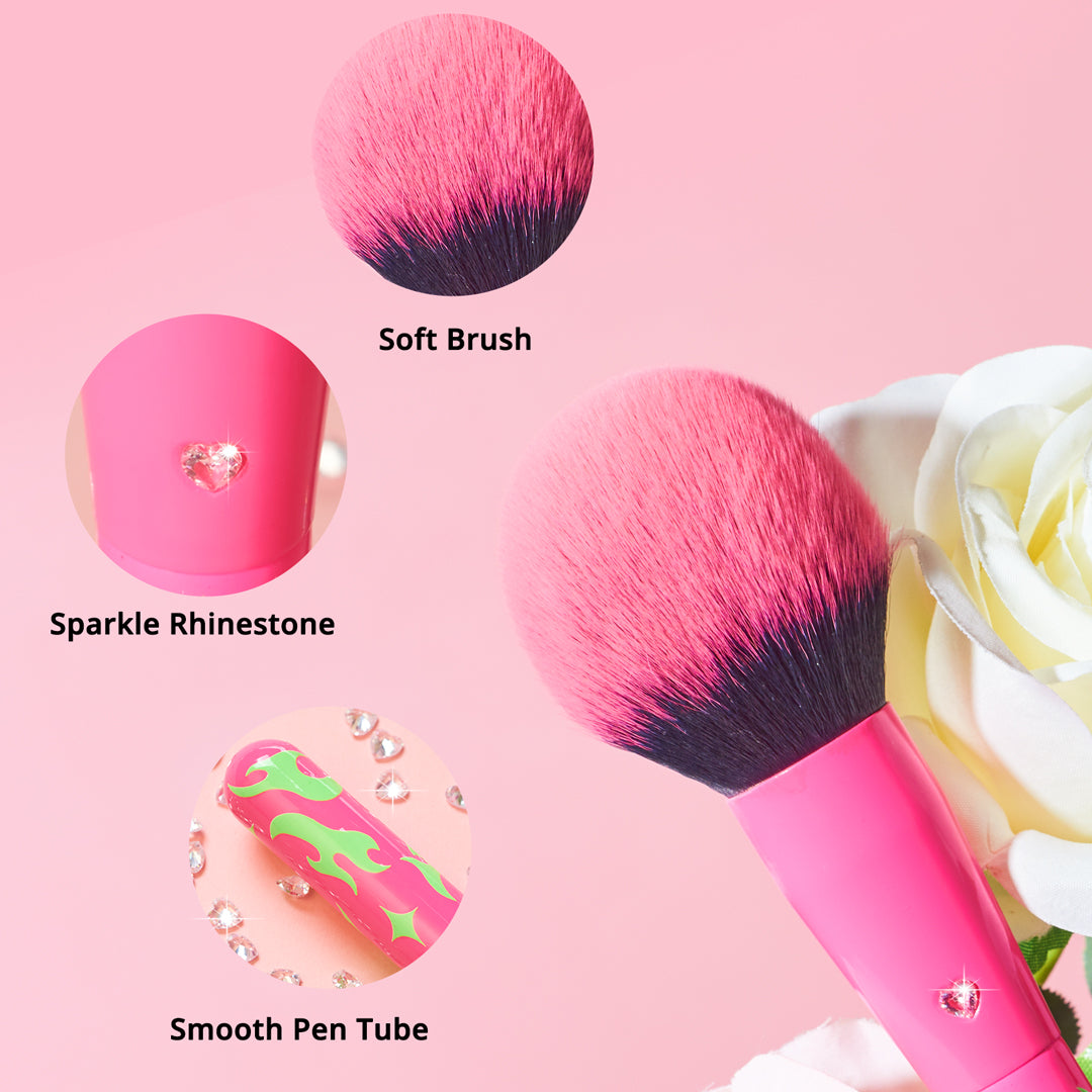 Pink Powder Blush Brush with Diamond & Dense Bristles for Makeup
